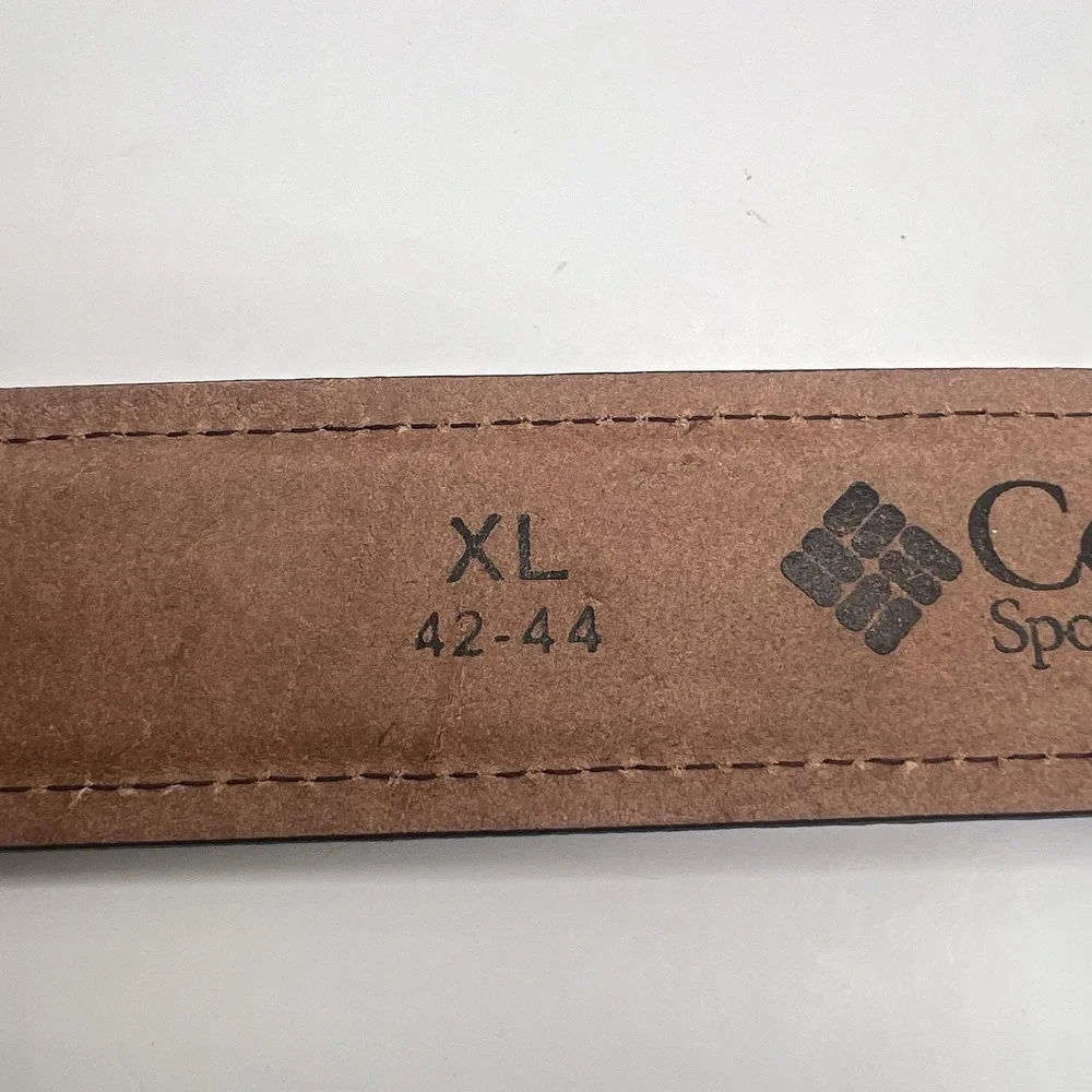 Columbia Genuine‎ Leather Belt XL/42-44 Brown Stitch Detail Classic